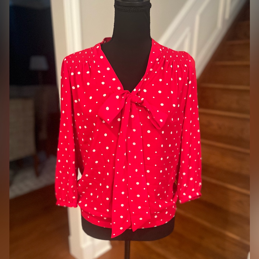 The Limited Polka Dot Tie Front Blouse Size Small
